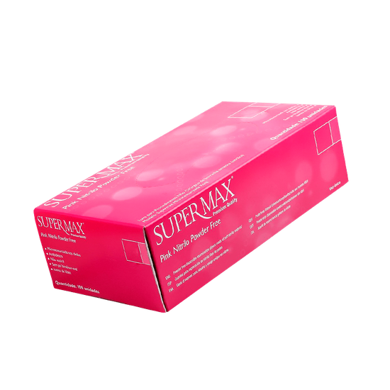 Luva Procedimento Nitrílica 100und Rosa Supermax