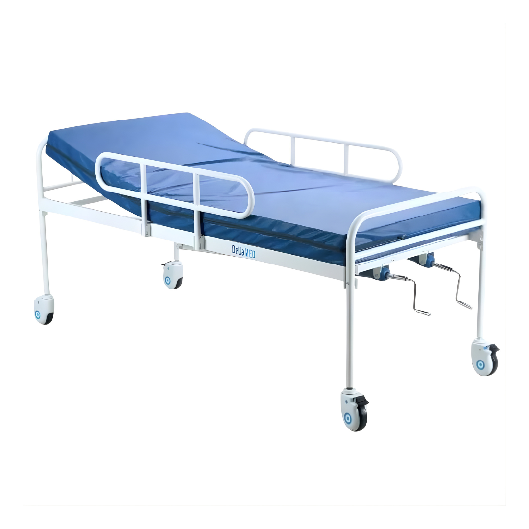 Cama Hospitalar Fawler Simples 2 Manivelas com Colchão Hospitalar D28 Dellamed