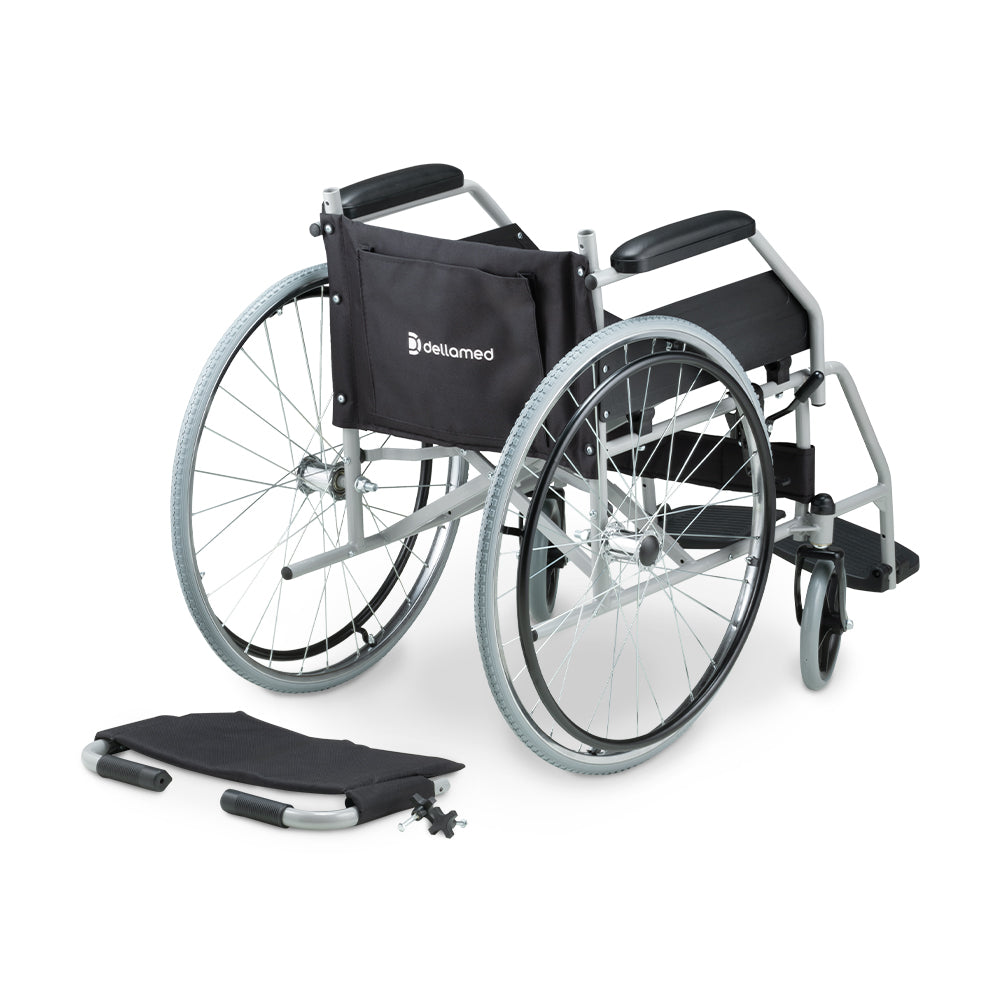 Cadeira de Rodas em Aço Carbono Dobrável até 100kg 44cm D100 Dellamed