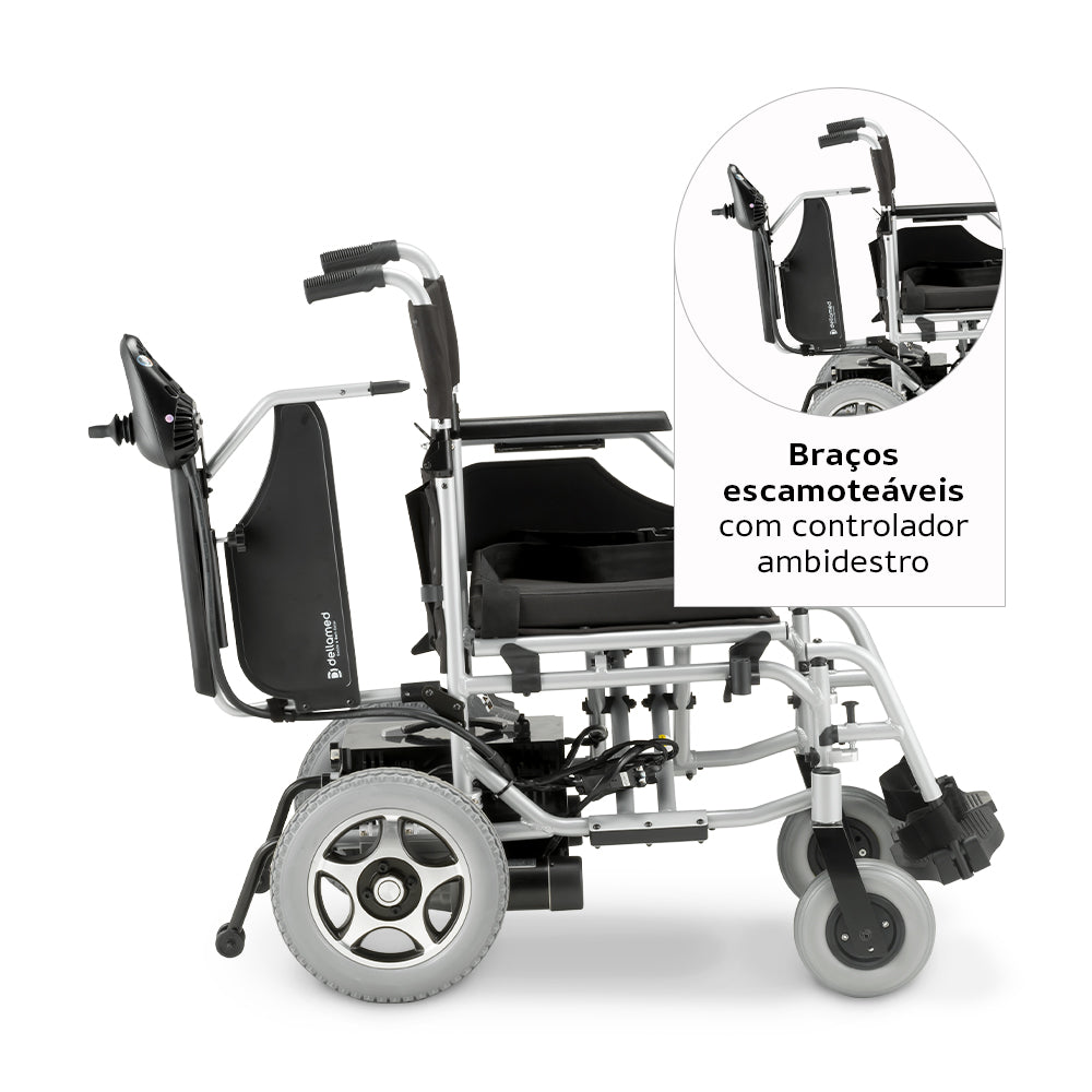 Cadeira de Rodas Motorizada Dobrável Elétrica Bivolt Alumínio D900 Dellamed