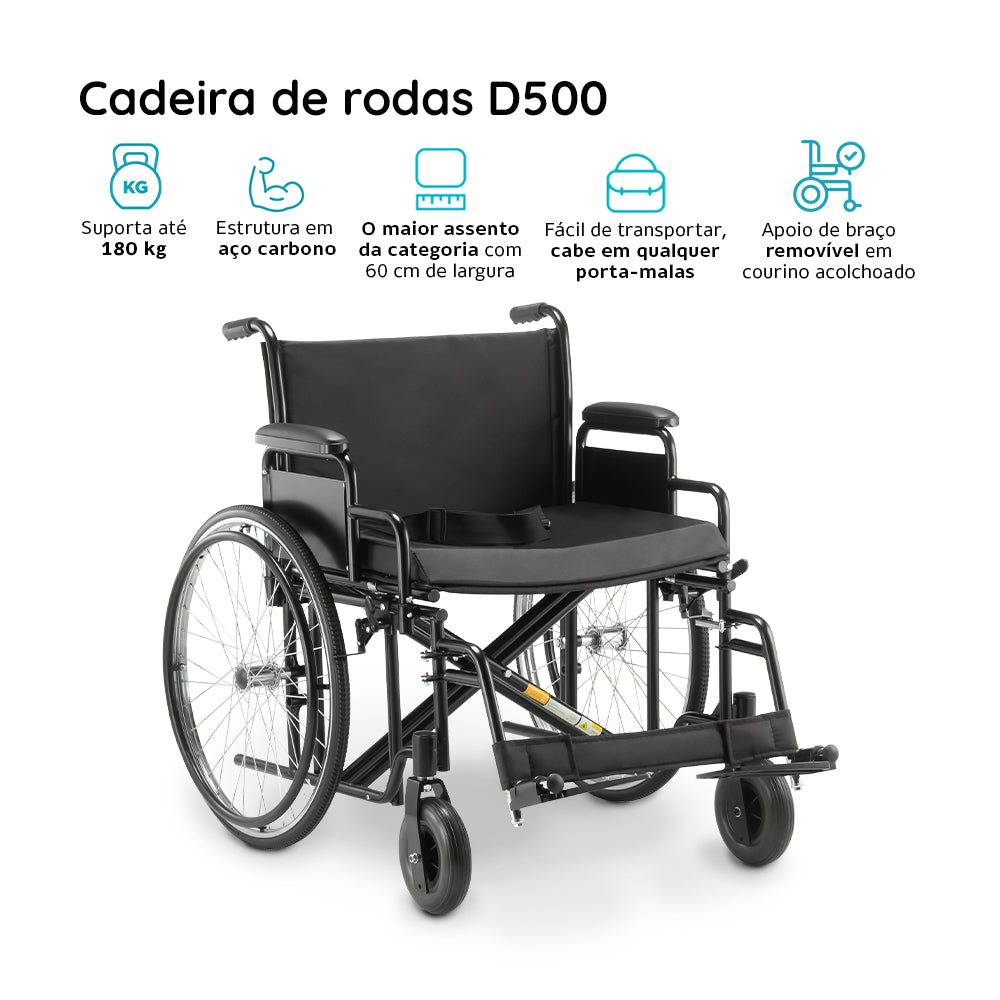 Cadeira de Rodas Obeso 180Kg D500 Dellamed