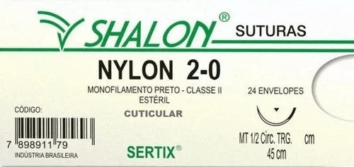 Fio de Sutura de Nylon 2-0 Com Agulha