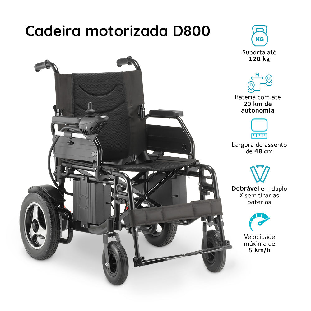 Cadeira De Rodas Motorizada Dobrável D800 Dellamed Até 120kg