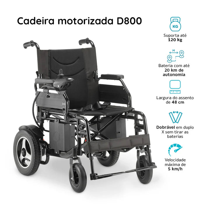 Cadeira De Rodas Motorizada Dobrável D800 + Apoio de Cabeça Dellamed
