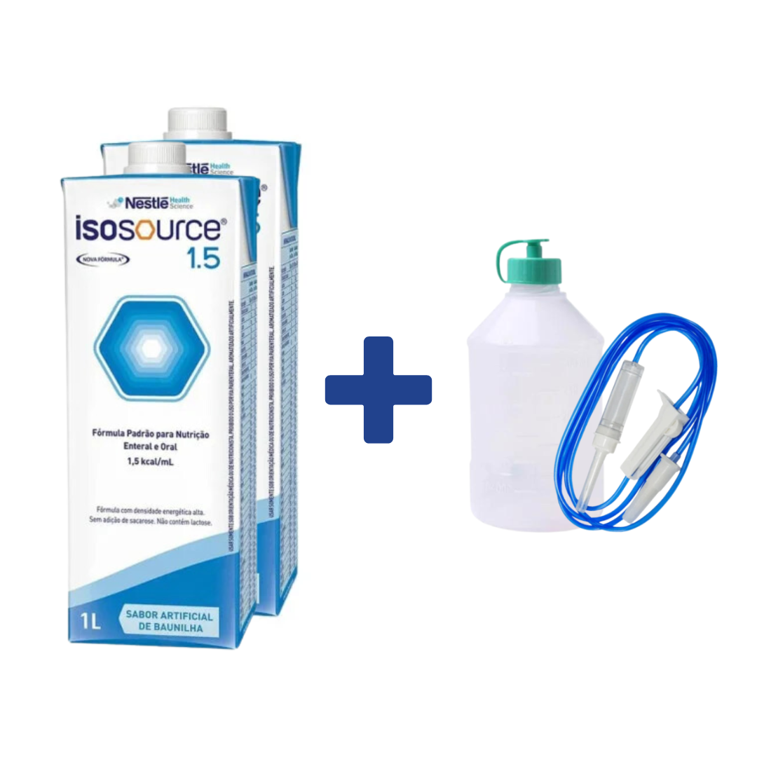 Kit 2 Isosources 1.5 1000ml Nestle + Frasco e Equipo GRÁTIS