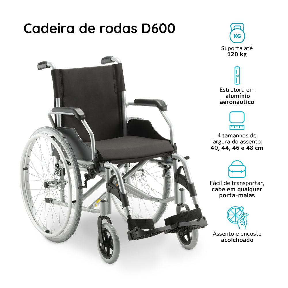 Cadeira de Rodas Em Aluminio Dobravel Modelo D600 Dellamed