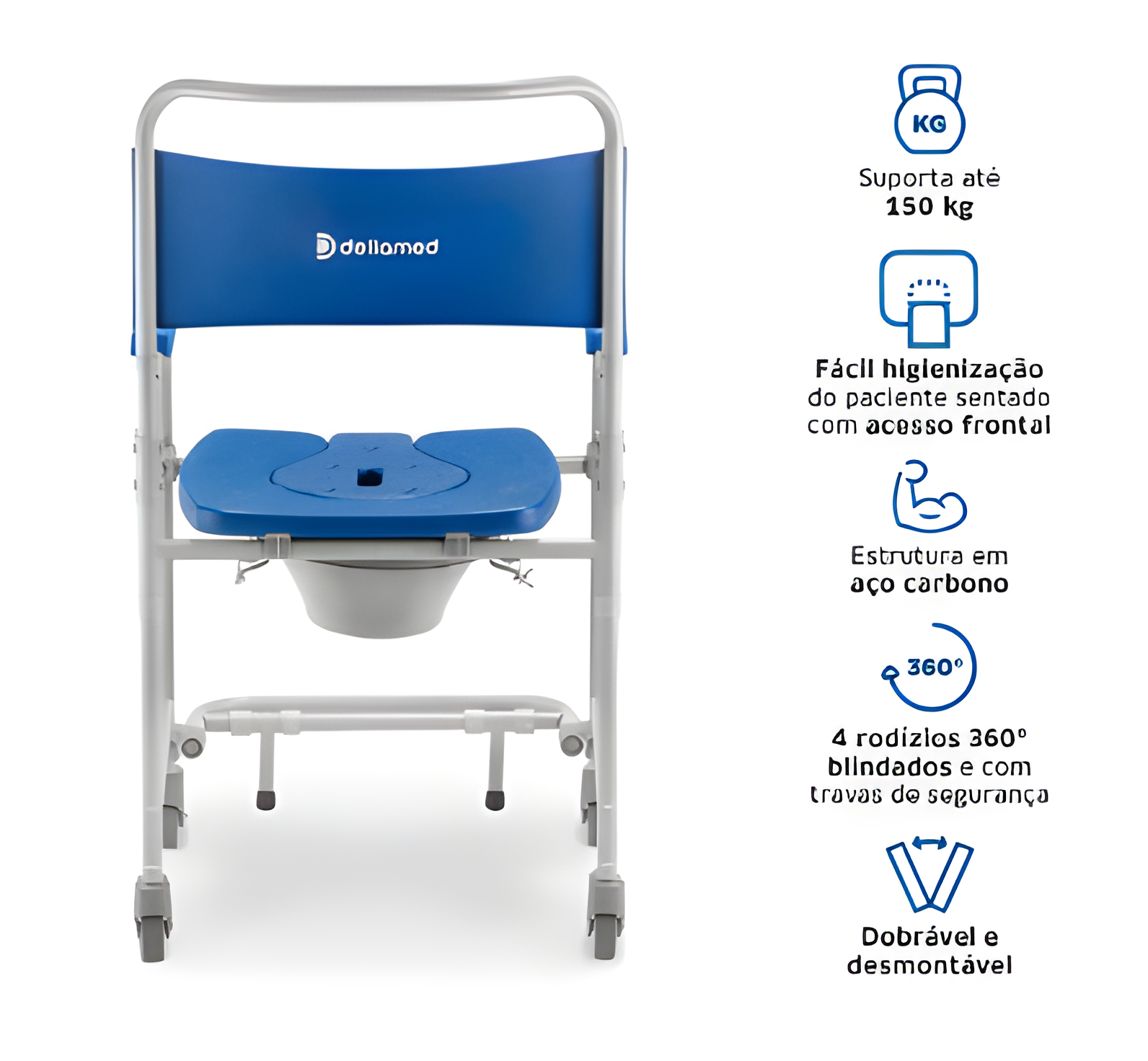 Cadeira de Banho Dobrável e Desmontável até 150 Kg D45 Dellamed