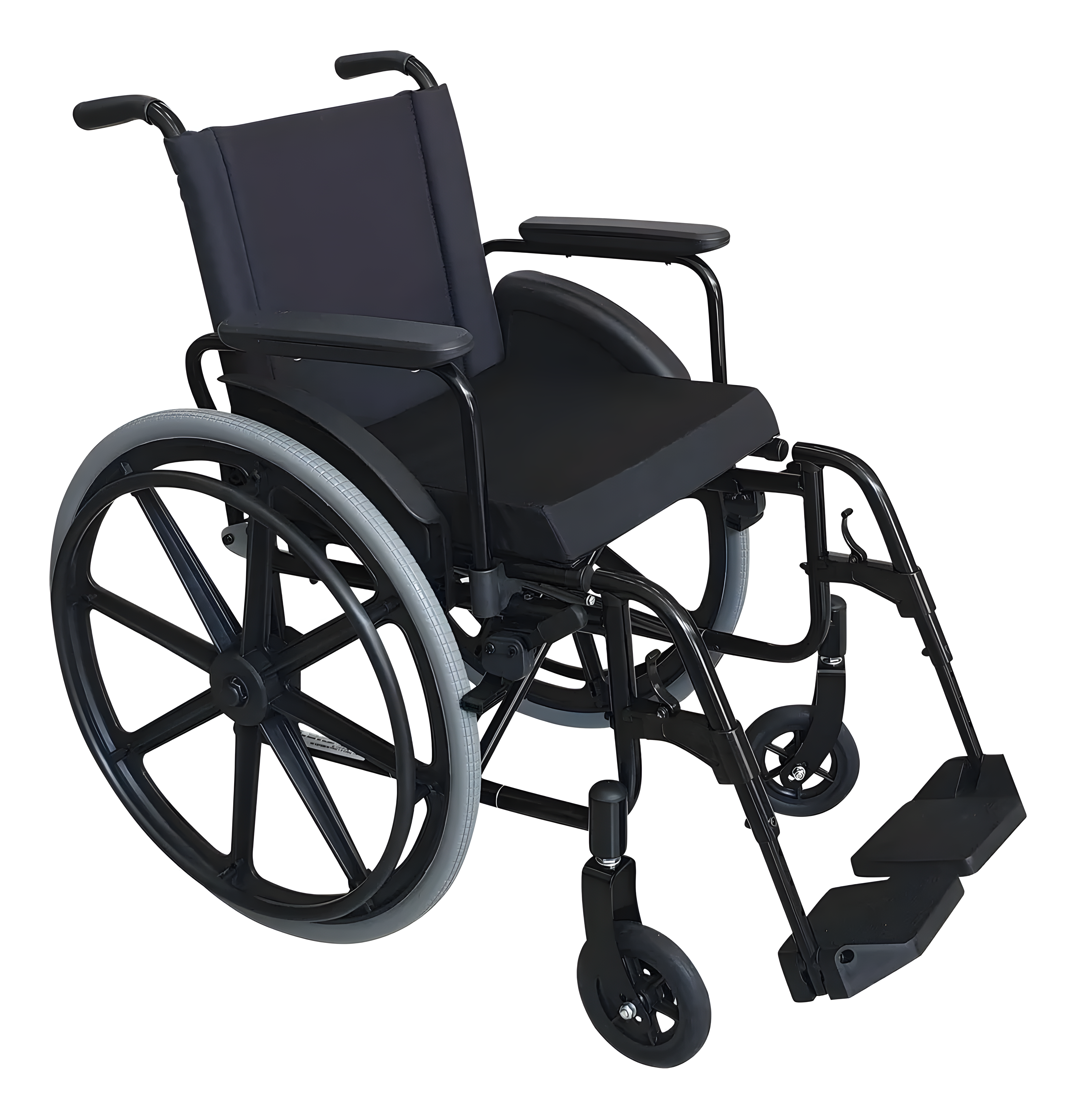 Cadeira de Rodas Dobrável OS1 Preta 48cm com Pés Fixos e Removíveis
