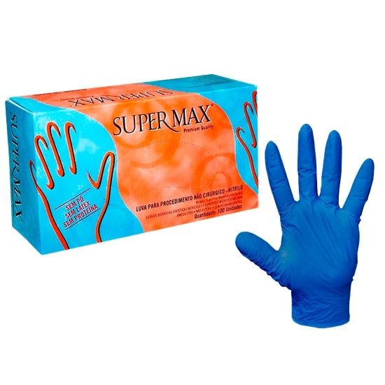 Luva Procedimento Nitrílica 100und Azul Supermax