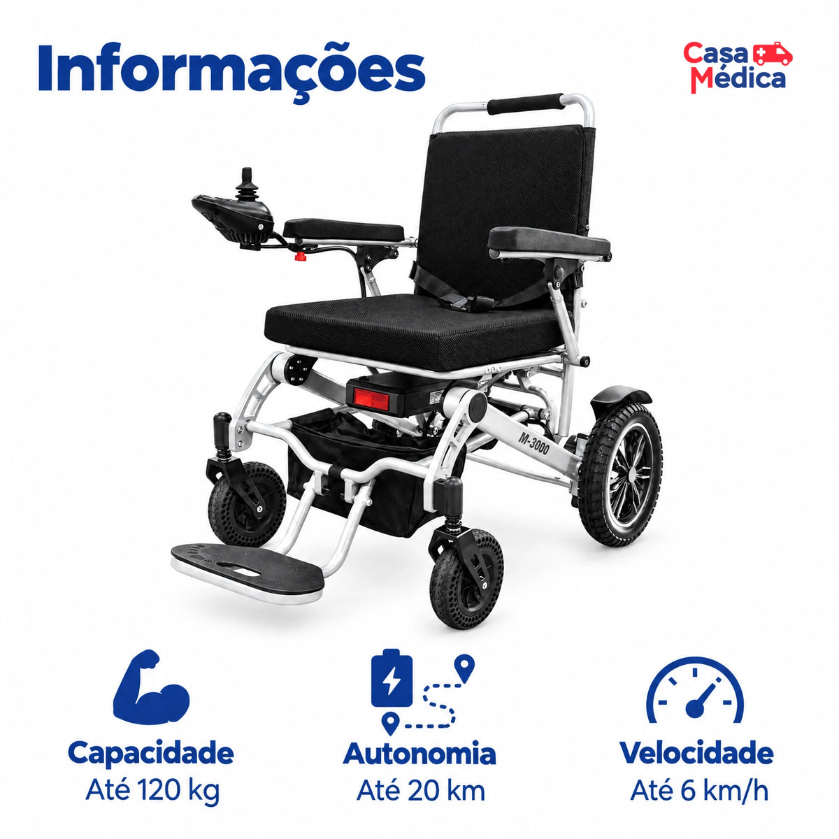 Cadeira de Rodas Motorizada Dobrável M-3000 - Mobifree