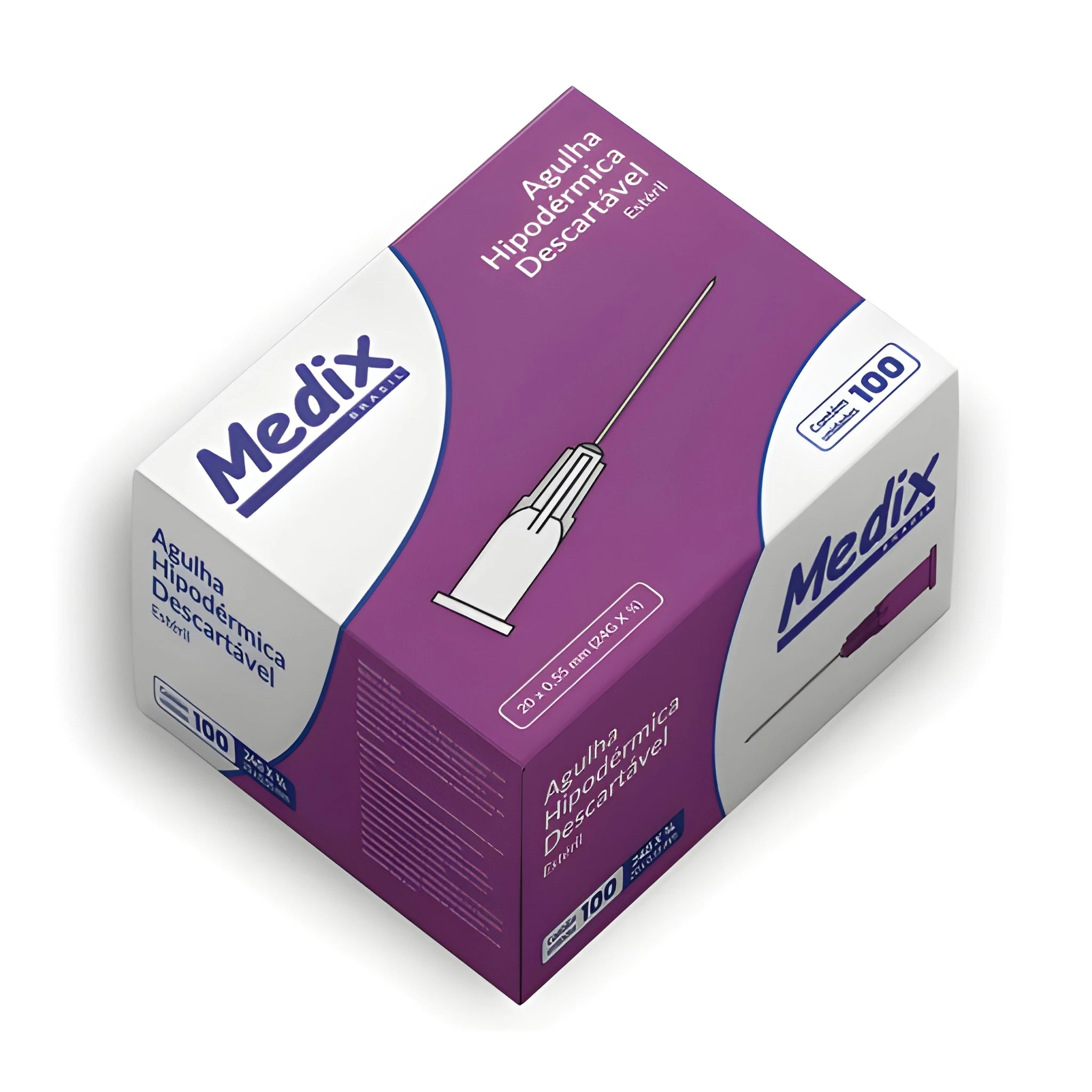 Agulha Hipodérmica Descartável 20X0,55mm Cx 100Un - Medix