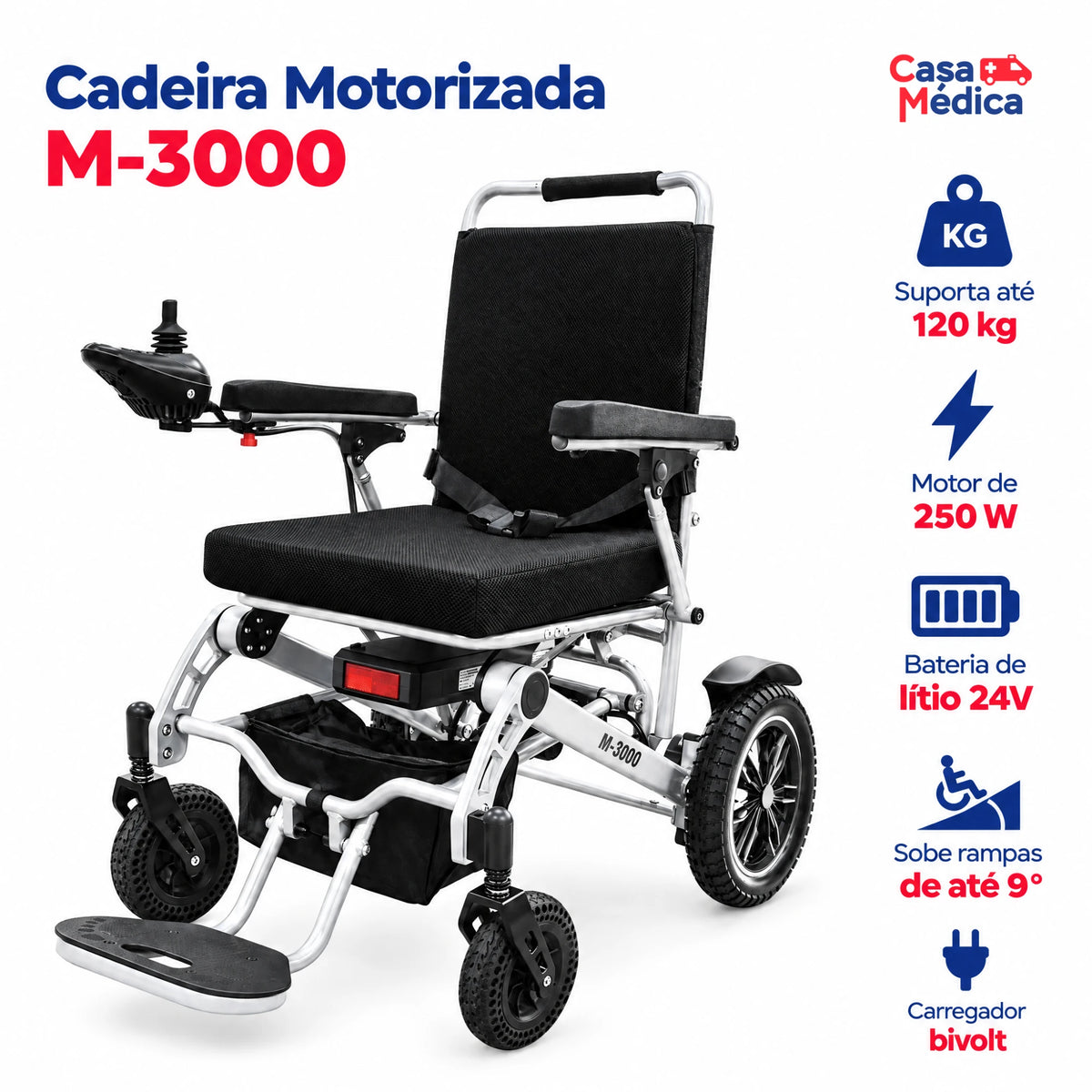 Cadeira de Rodas Motorizada Dobrável M-3000 - Mobifree