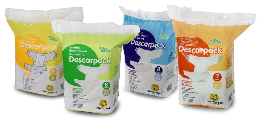 Fralda Descartável Adulto C/ Aloe Vera C/ 8uni Descarpack