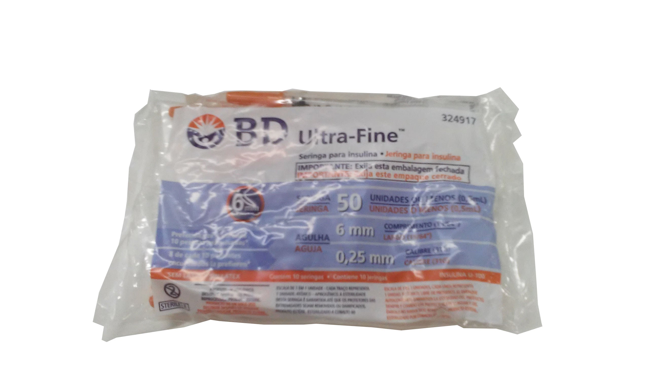 Seringa Descartável Ultra-fine U-50 6mm x 025mm com 10 und BD