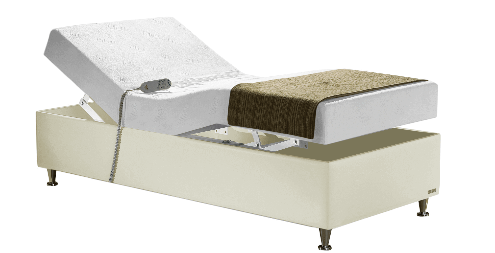 Cama Motorizada Fowler Sommier Century com Colchão Acoplado 90x200cm Bege Pilati