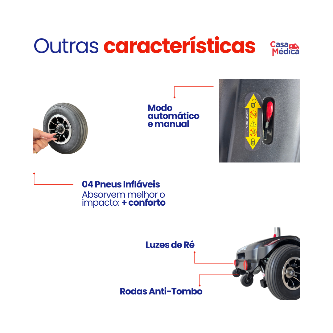 Cadeira de Rodas Motorizada Scooter Elétrica Dobrável até 136kg - Loh Medical