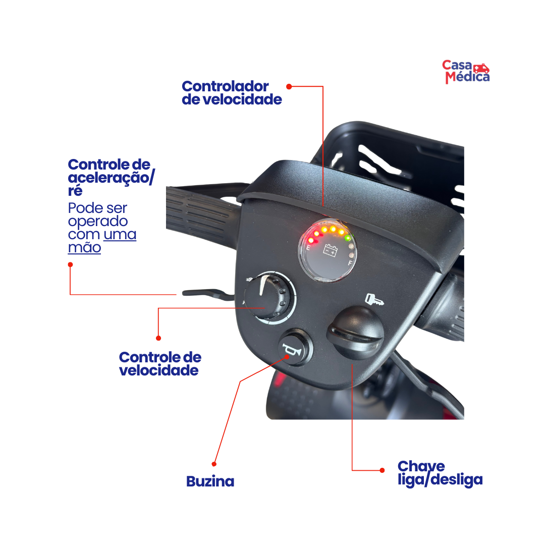 Cadeira de Rodas Motorizada Scooter Elétrica Dobrável até 136kg - Loh Medical