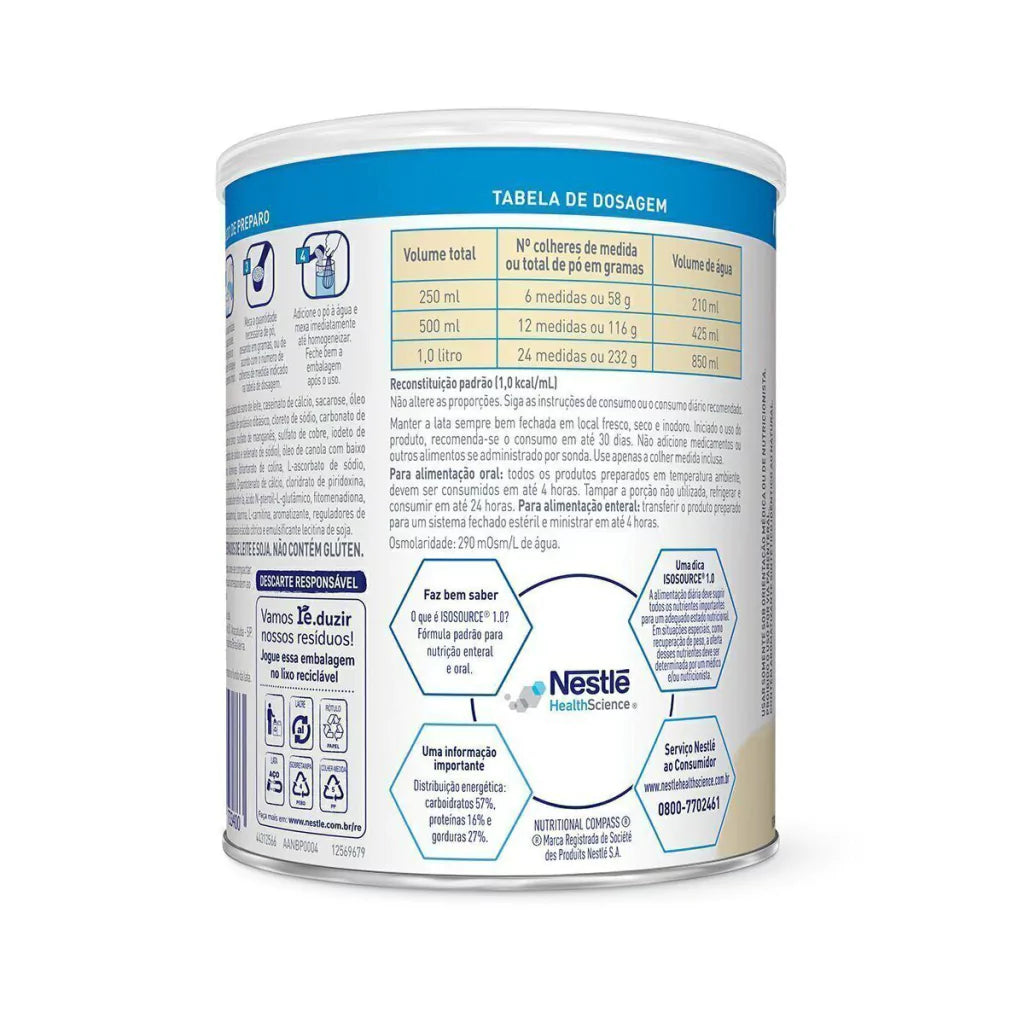 Isosource 1.0 Baunilha Lata 400g - Nestle