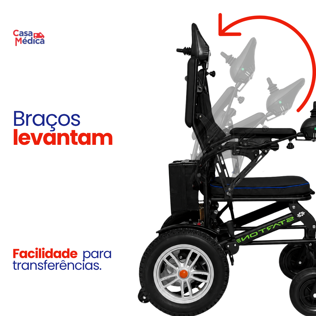 Cadeira de Rodas Motorizada Dobrável One - Rodas 12 Polegadas e Controle Remoto