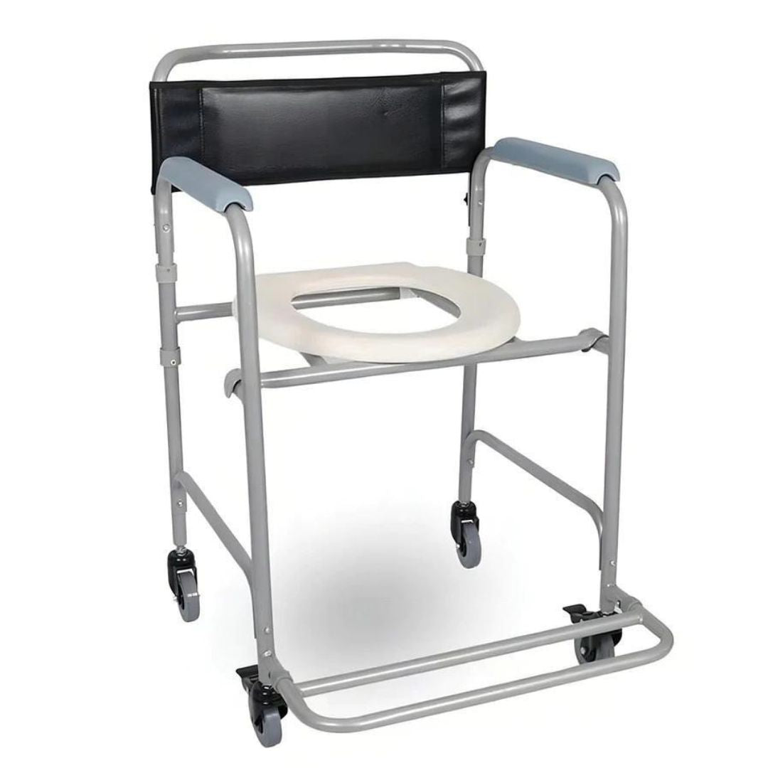 Cadeira de Banho Simples SC103 Aço Desmontável com Rodízios 100kg - Hidrolight