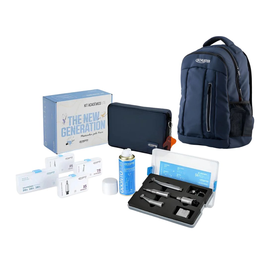 Kit Acadêmico Peças de Mão S4 Push Lite LED + Mochila Odontobag Premium - Schuster