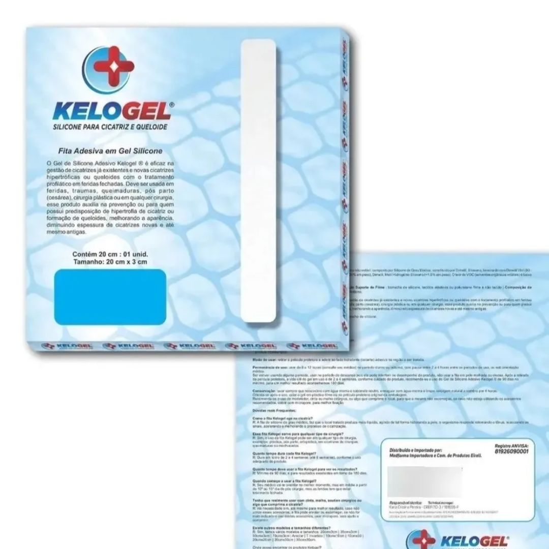 Fita de Silicone para Cicatrizes e Queloides 35x3cm c/1 uni - Kelogel + E-book