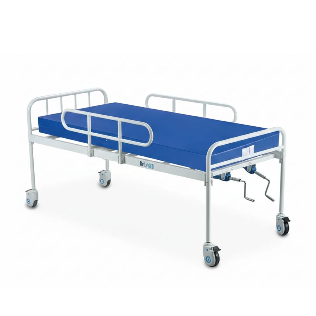 Kit Cama Hospitalar Simples 2 Manivelas com Grade DX2 Dellamed + Colchão D33