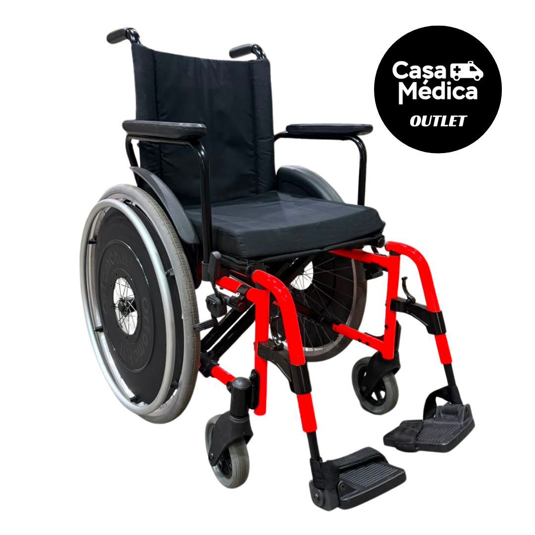 Cadeira de Rodas Dobrável MA3E - 42cm - Ortomobil Laranja - OUTLET