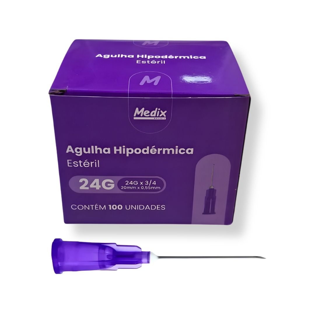 Agulha Hipodérmica Descartável 20X0,55mm Cx 100Un - Medix