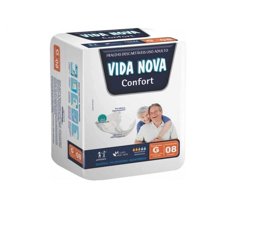 Fralda Adulto Geriátrica Descartável 8 unid Vida Nova