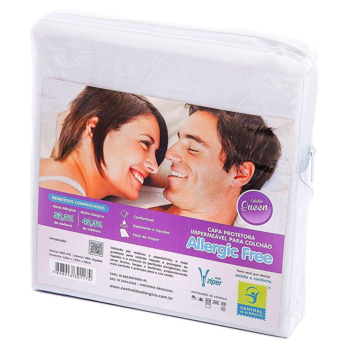 Capa para Colchão Anti-Acaro com Zíper Queen 158x198x30cm