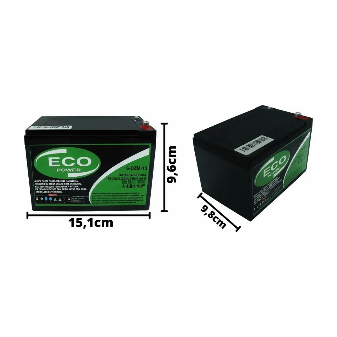 Bateria VRLA AGM 12V 15Ah - LB e Scott S - EcoPower