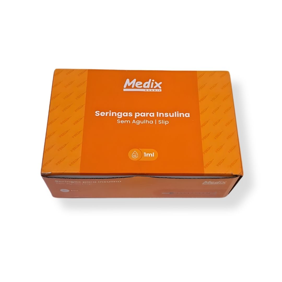 Seringa Descartável Insulina 01ml s/ Agulha Cx 100 Unidades Medix + E-book