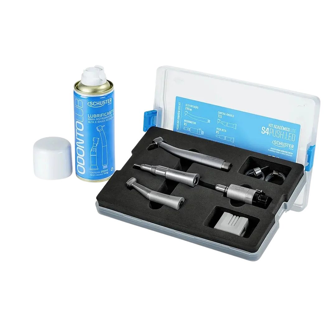 Kit Acadêmico Peças de Mão S4 Push Lite LED + Mochila Odontobag Premium - Schuster