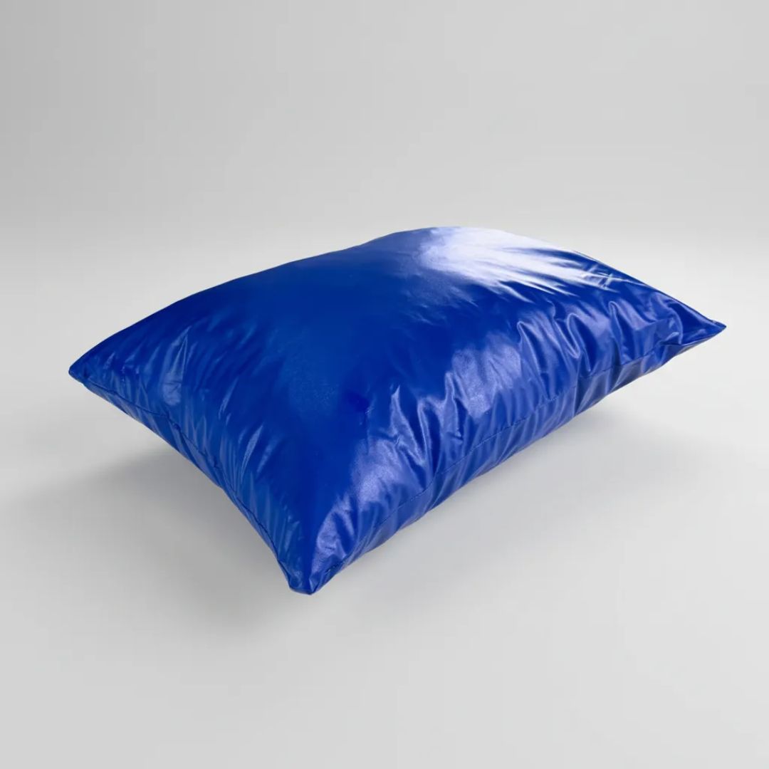 Travesseiro em Flocos 60x40 Capa Impermeavel Azul Royal com Ziper + E-book