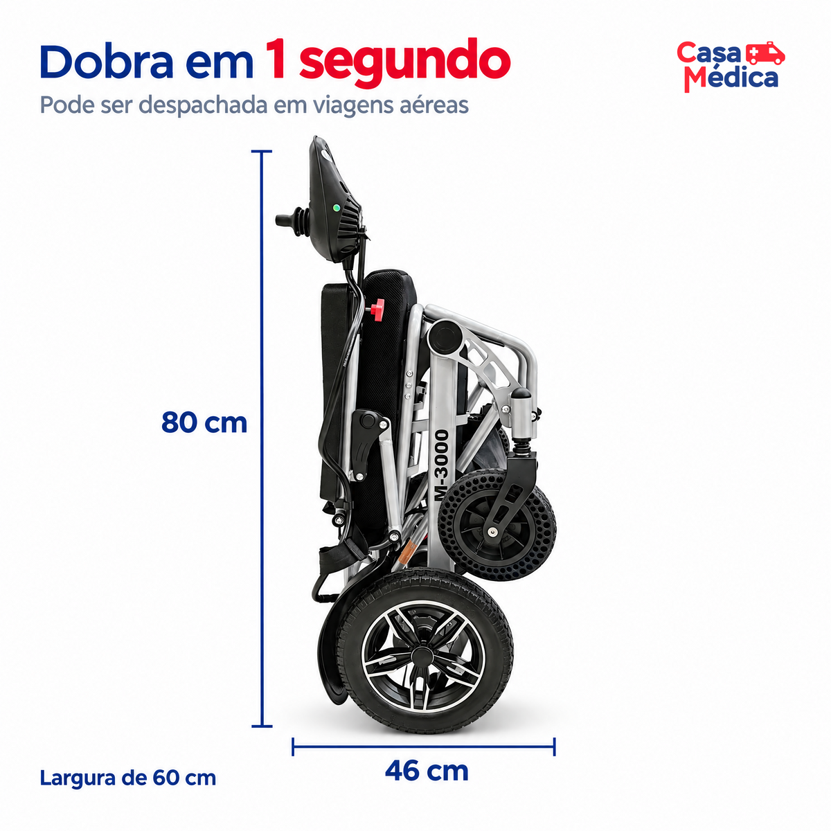 Cadeira de Rodas Motorizada Dobrável M-3000 - Mobifree