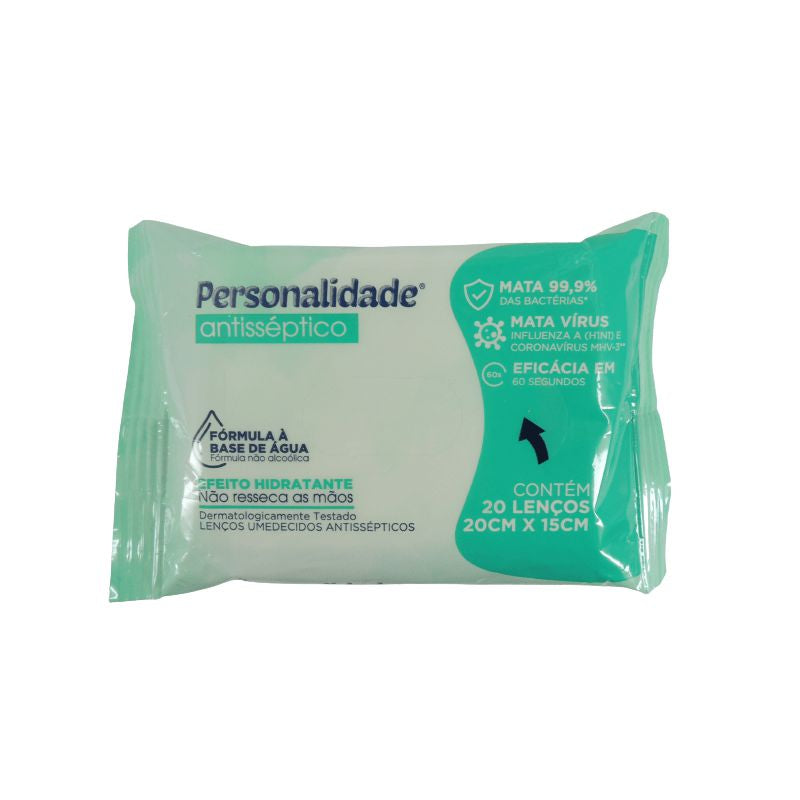 Lenço Umedecido Personalidade Antisséptico C/20 lenços