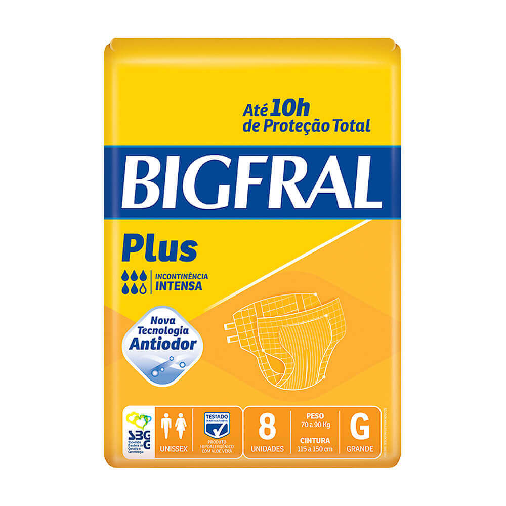Fralda Descartável Adulto Big Fral G com 8 Und - G