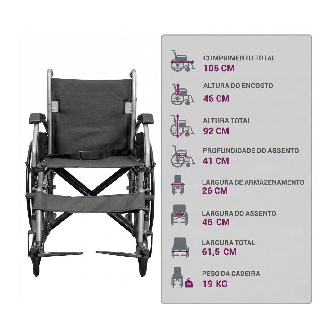 Cadeira de Rodas Basic 125Kg - Hidrolight