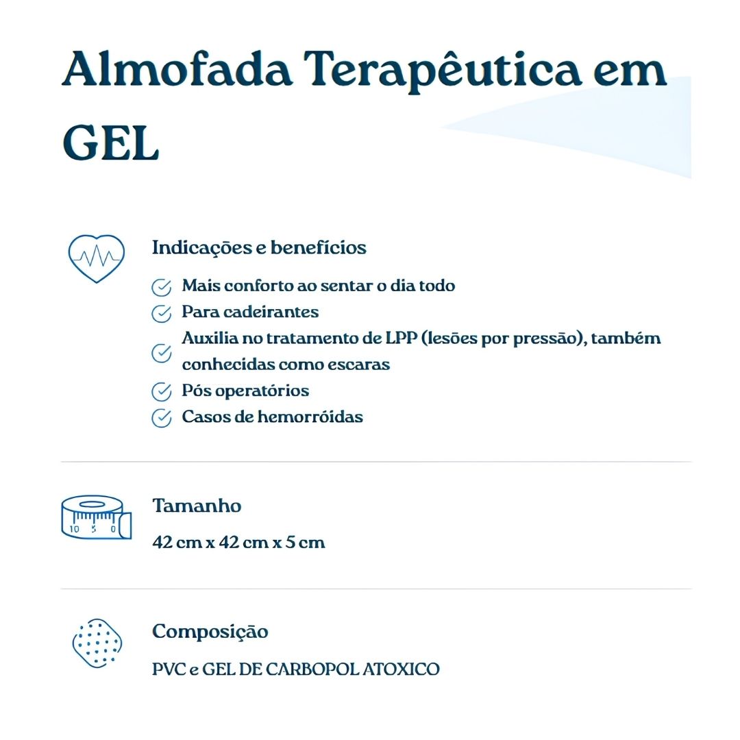 Almofada Terapêutica Sem Orifício - Gel Azul - Natural Home Care