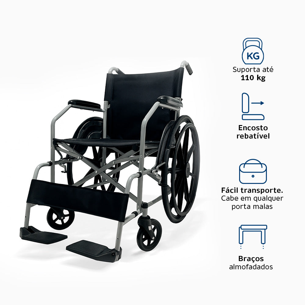 Cadeira de Rodas Dobrável D100 POP Até 100kg 45cm - Dellamed