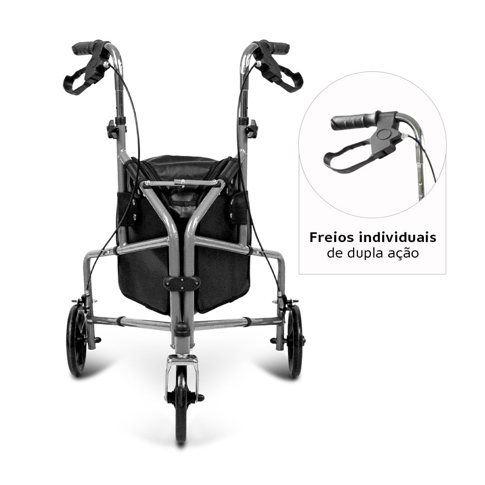 Andador Dobrável 3 Rodas D11 até 100kg Dellamed