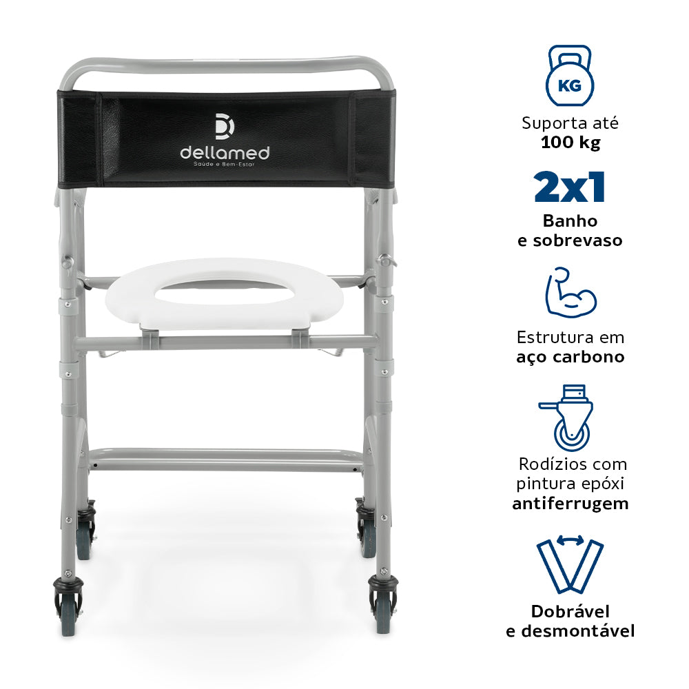 Cadeira de Banho Higiênica Dobrável D30 (100 kg) - Dellamed