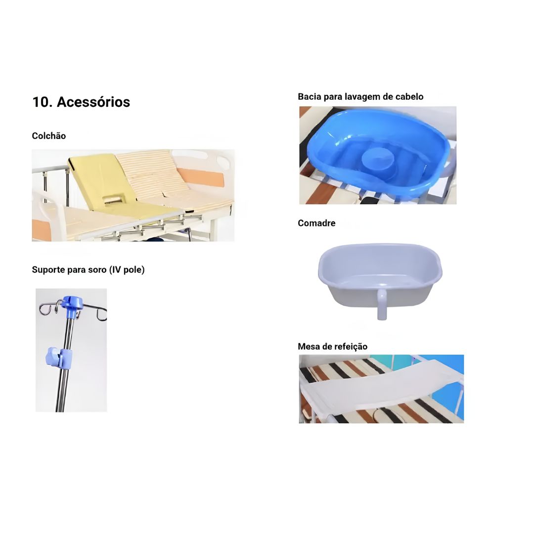 Cama Hospitalar 4 Manivelas Senior Care Confortmax Até 250Kg - Supermedy