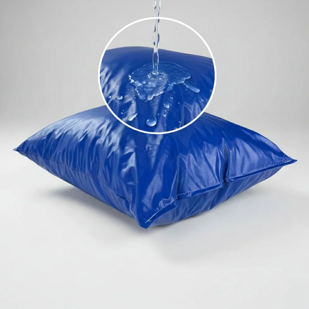 Travesseiro em Flocos 60x40 Capa Impermeavel Azul Royal com Ziper + E-book