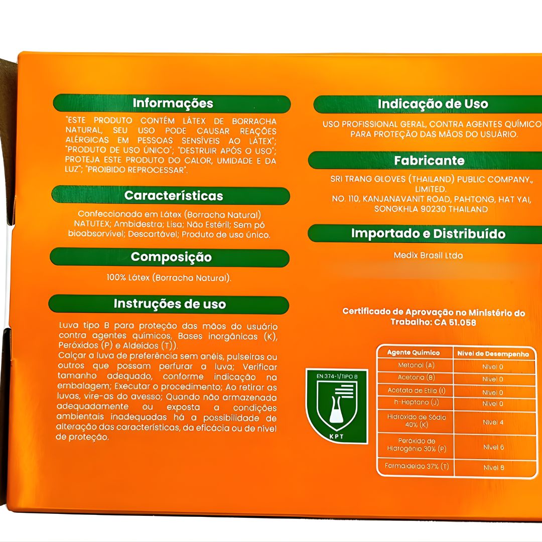 Luva de Procedimento em Látex Descartável sem Pó Profissional com 100 Unidades Medix + E-book