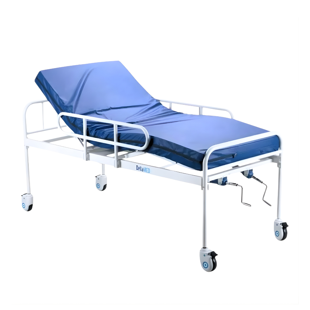 Cama Hospitalar Fawler Simples 2 Manivelas com Colchão Hospitalar D28 Dellamed