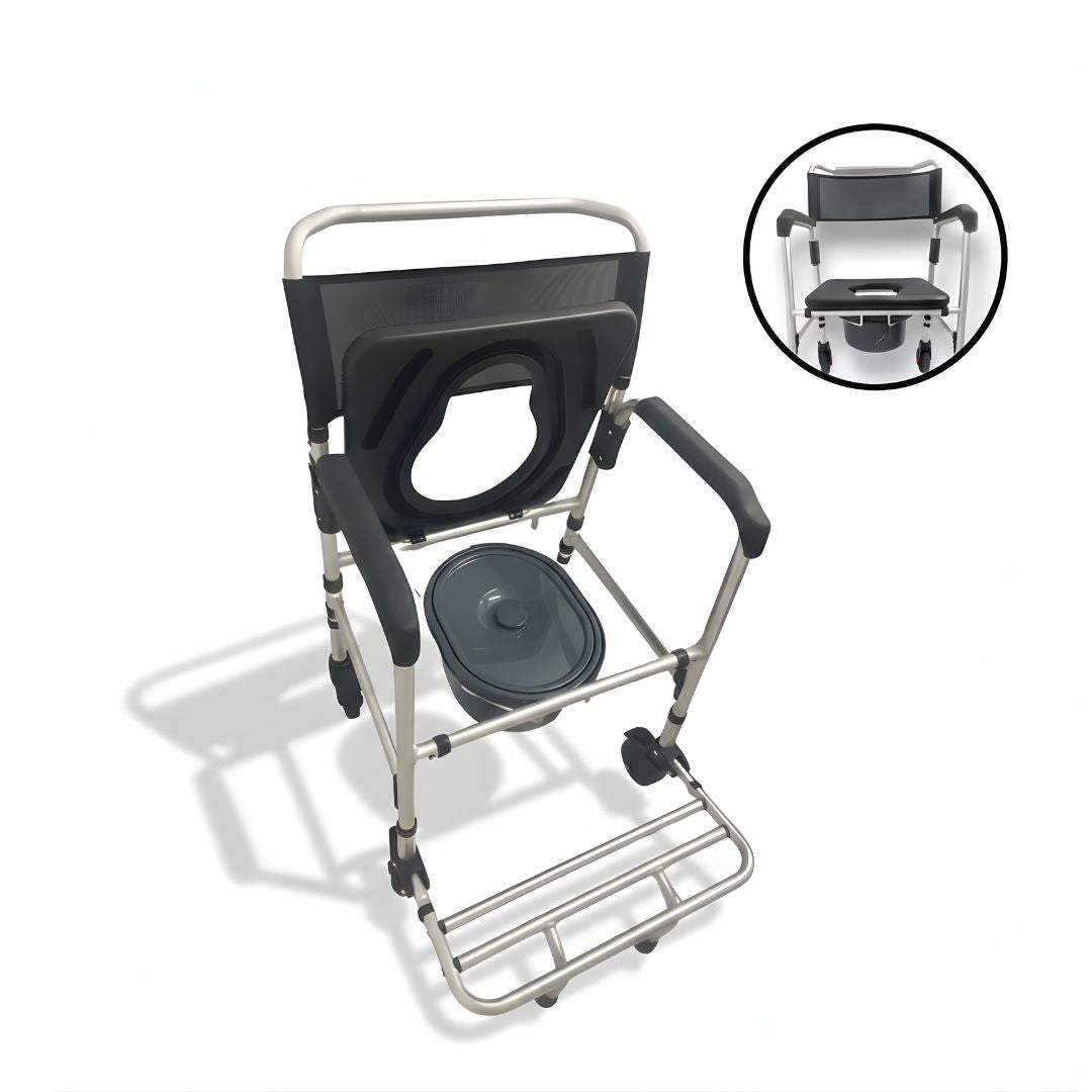 Cadeira de Banho Higiênica em Alumínio até 140kg c/ Coletor B100 - Supermedy