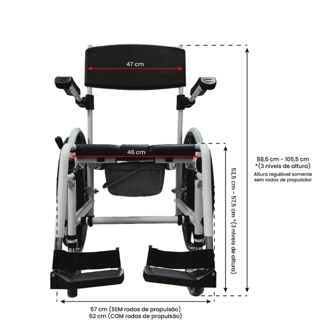 Cadeira de Banho e Higiene em Aluminio Evo - Mobility