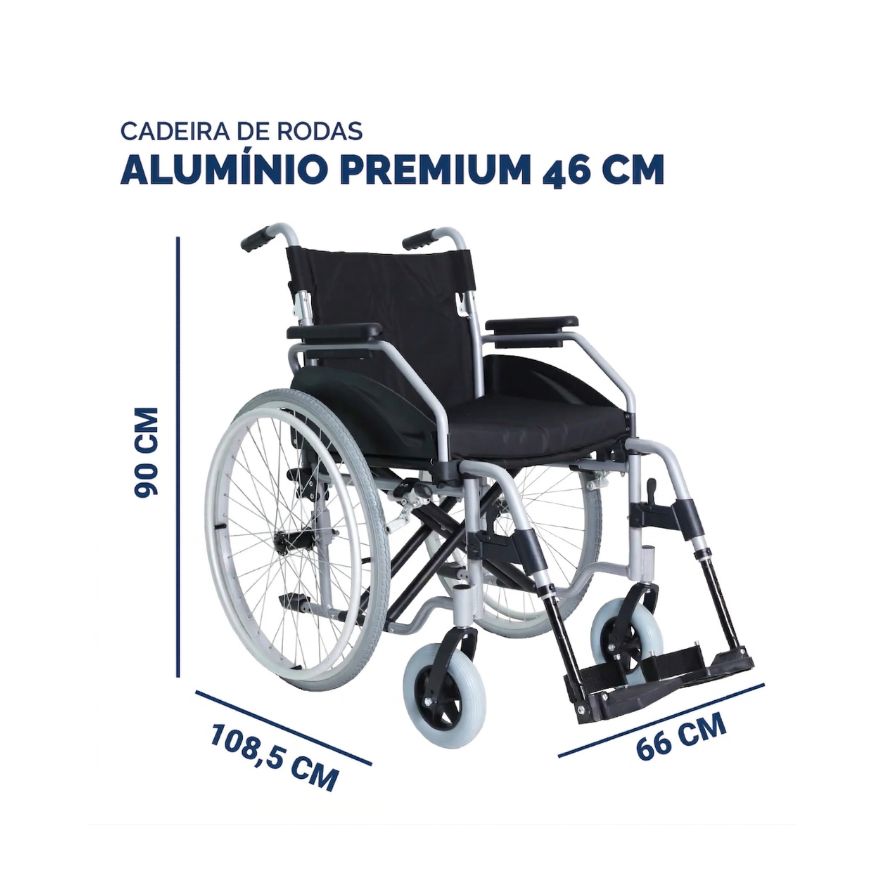 Cadeira de Rodas Aluminio Premium 150Kg - Hidrolight
